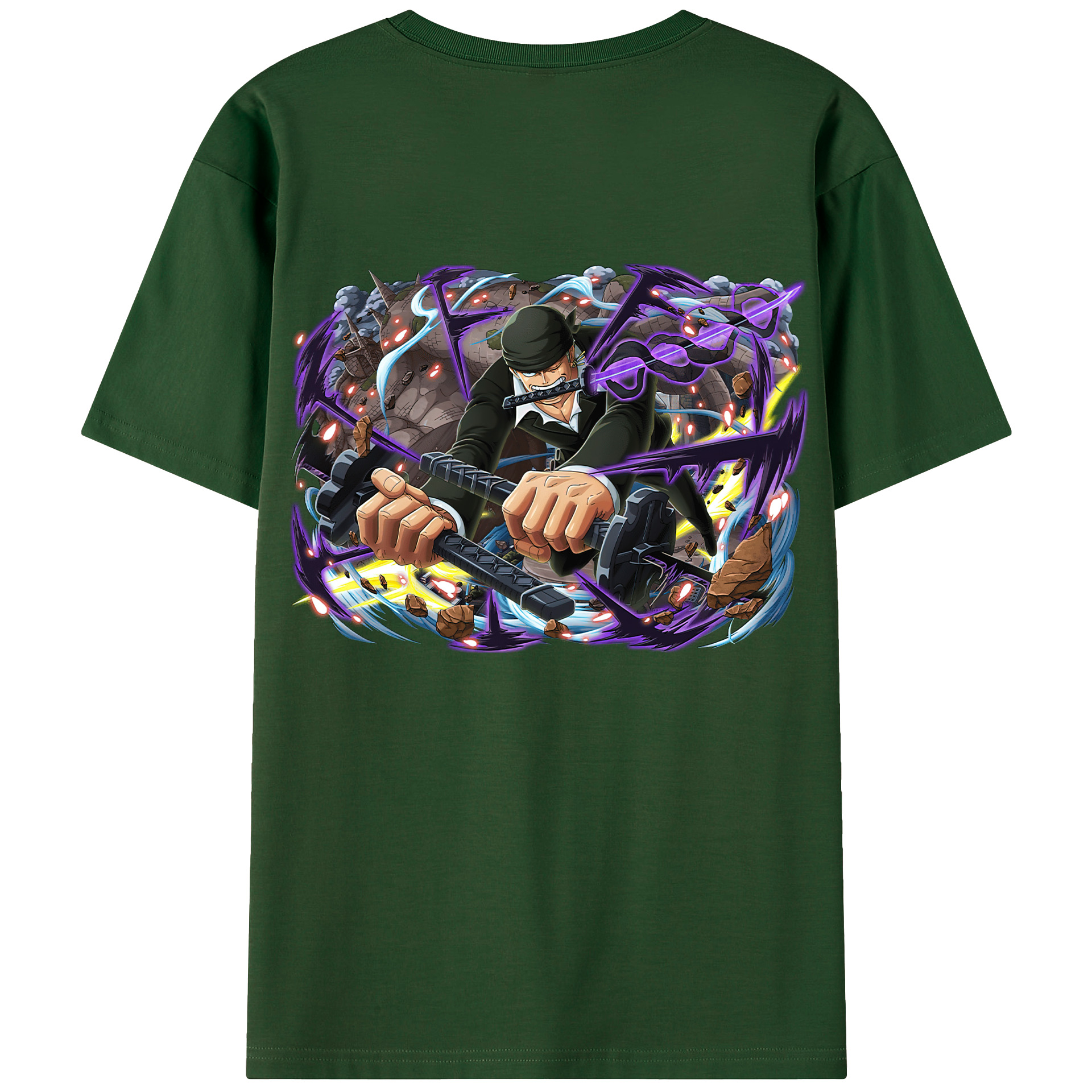 ワンピース ロロノア・ゾロ ONE PIECE Roronoa Zoro 綿100％半袖Tシャツ（背面プリント）